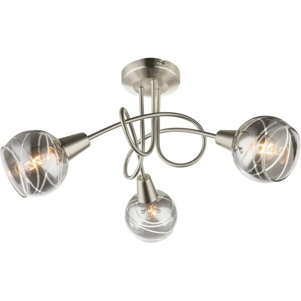 tecnomat plafoniera 3 luci sospiro 3xe14 nickel matt vetro fume' lampadina 4w 400 lumen 3000k inclusa