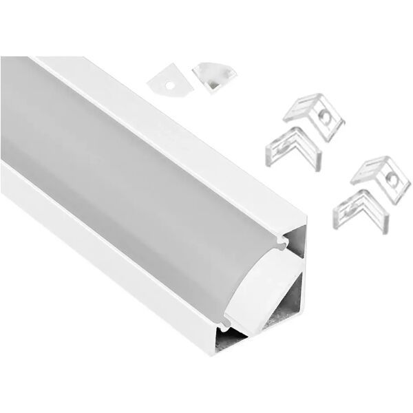 tecnomat barra per strip led ulisse bianco angolare con diffusore eaccessori 2000x18,1x18,1 mm