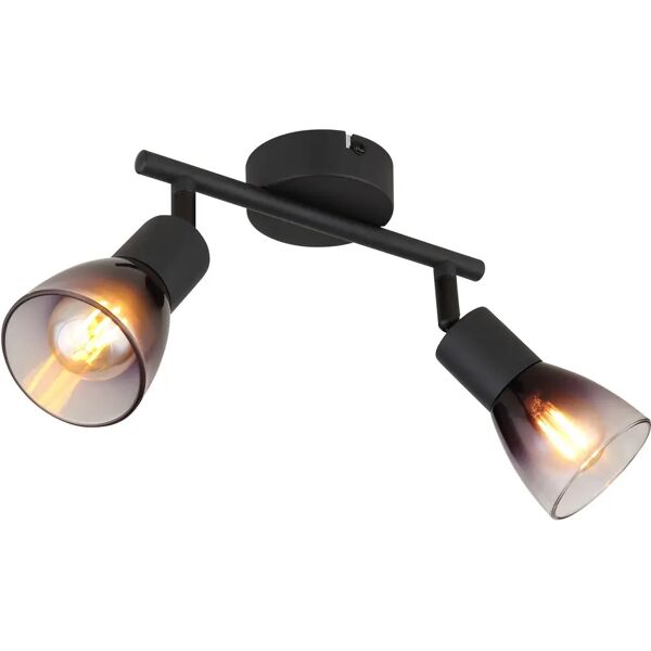 tecnomat barra 2 luci globo lighting davola 2xe14 fino a 25w metallo nero e vetro fume'