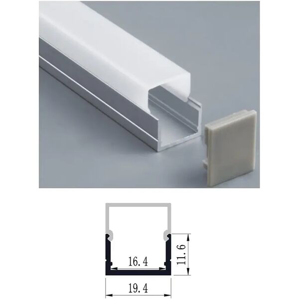 tecnomat barra per strip led t309 da parete con diffusore 2000x19,4x20 mm