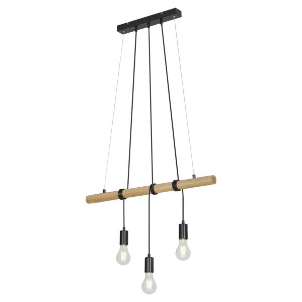 tecnomat sospensione bar 3xe27 fino a 25w in legno chiaro e metallo nero lampadine non incluse ip20