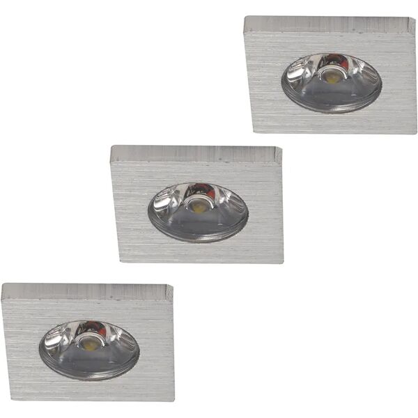 tecnomat kit 3 faretti led ad incasso asso 3x1w 3x80 lumen silver quadrati 4000k 3,2x3,2x2,2 cm