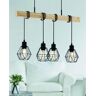 EGLO Lampadario Industriale Townshend nero, marrone in acciaio, L. 110 cm, 4 luci,