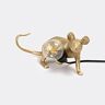 Seletti 'mouse' Lamp Lie Down, Gold, Uk And Usb Plug