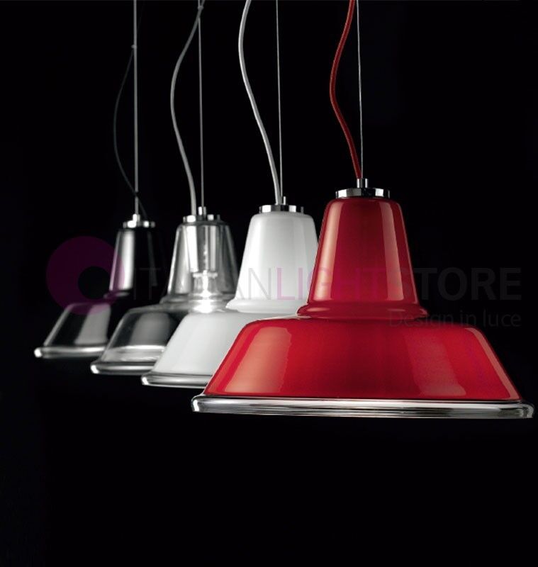 Selene Illuminazione Lampara Sospensione In Vetro Colorato Design Industriale Moderno