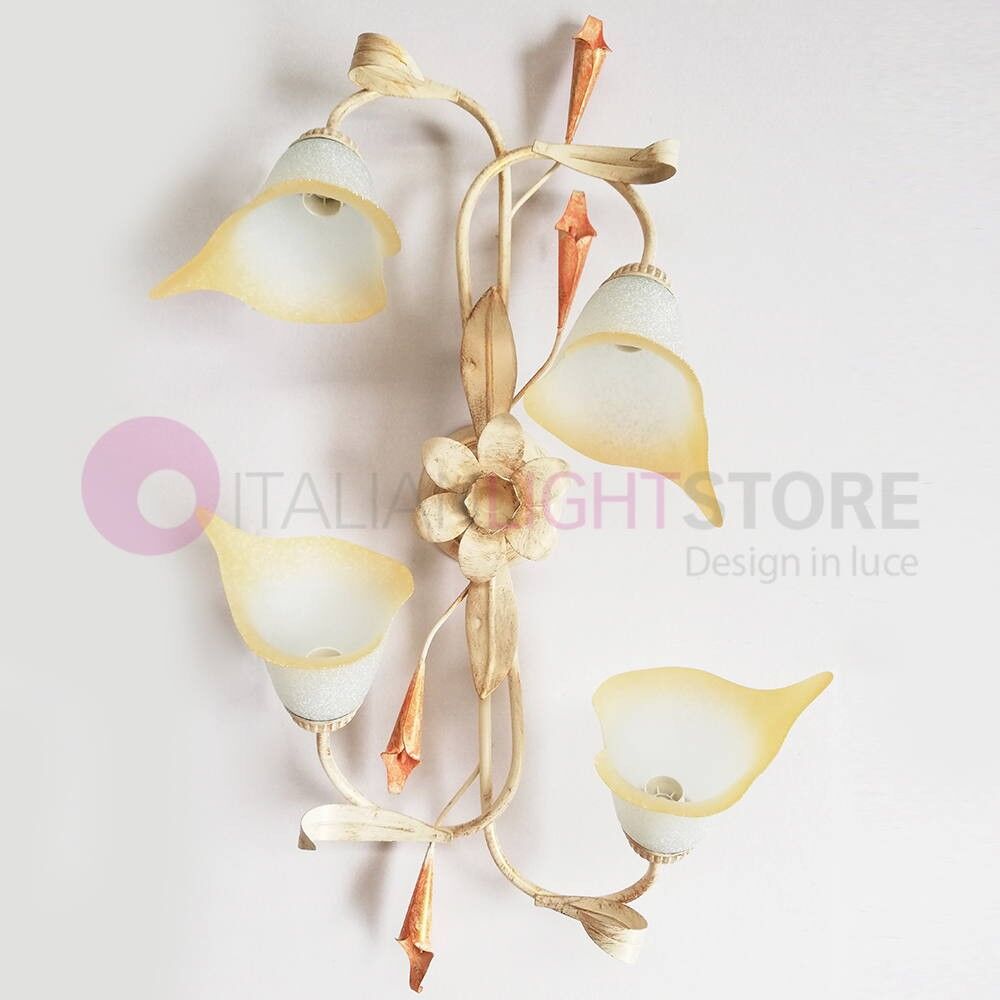 Iris Luce Calla Plafoniera 4 Luci Avorio Stile Classico Fiorentino