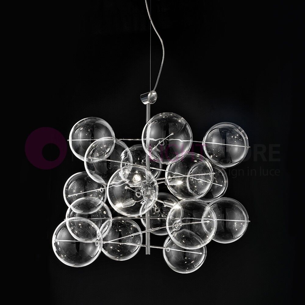 Metal Lux Light snc Atom Sospensione Design Moderno Con 16 Sfere In Cristallo