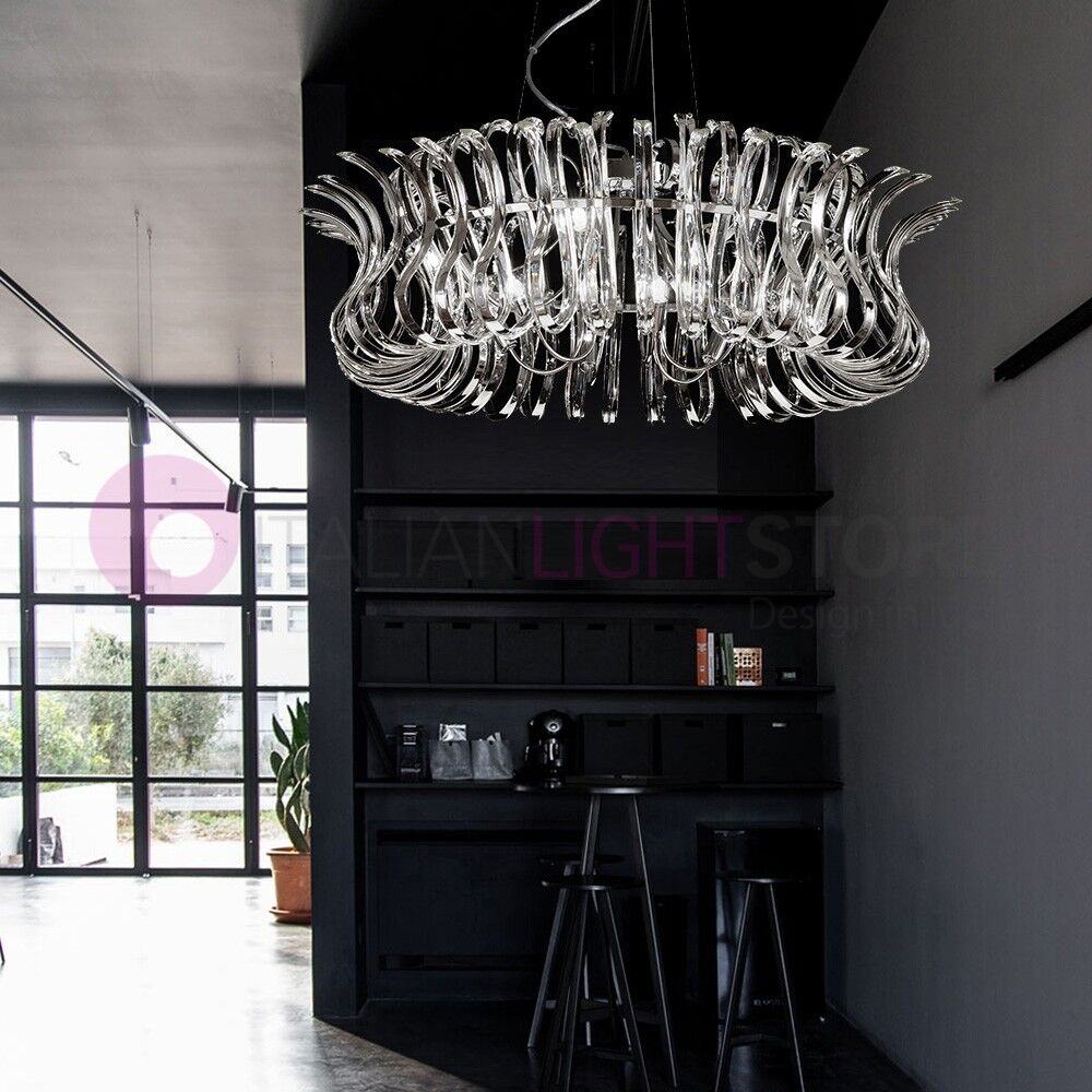 Metal Lux Light snc Wave Sospensione Cromata D80 Vetri Cristallo Design Modello