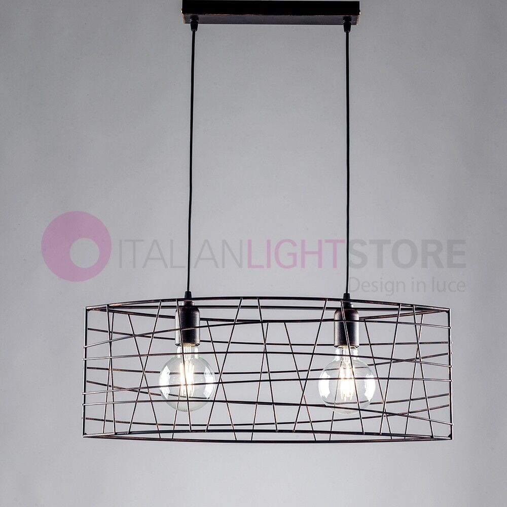 Iris Luce Cage Sospensione Moderna 2 Luci Gabbia In Metallo  Design Industriale