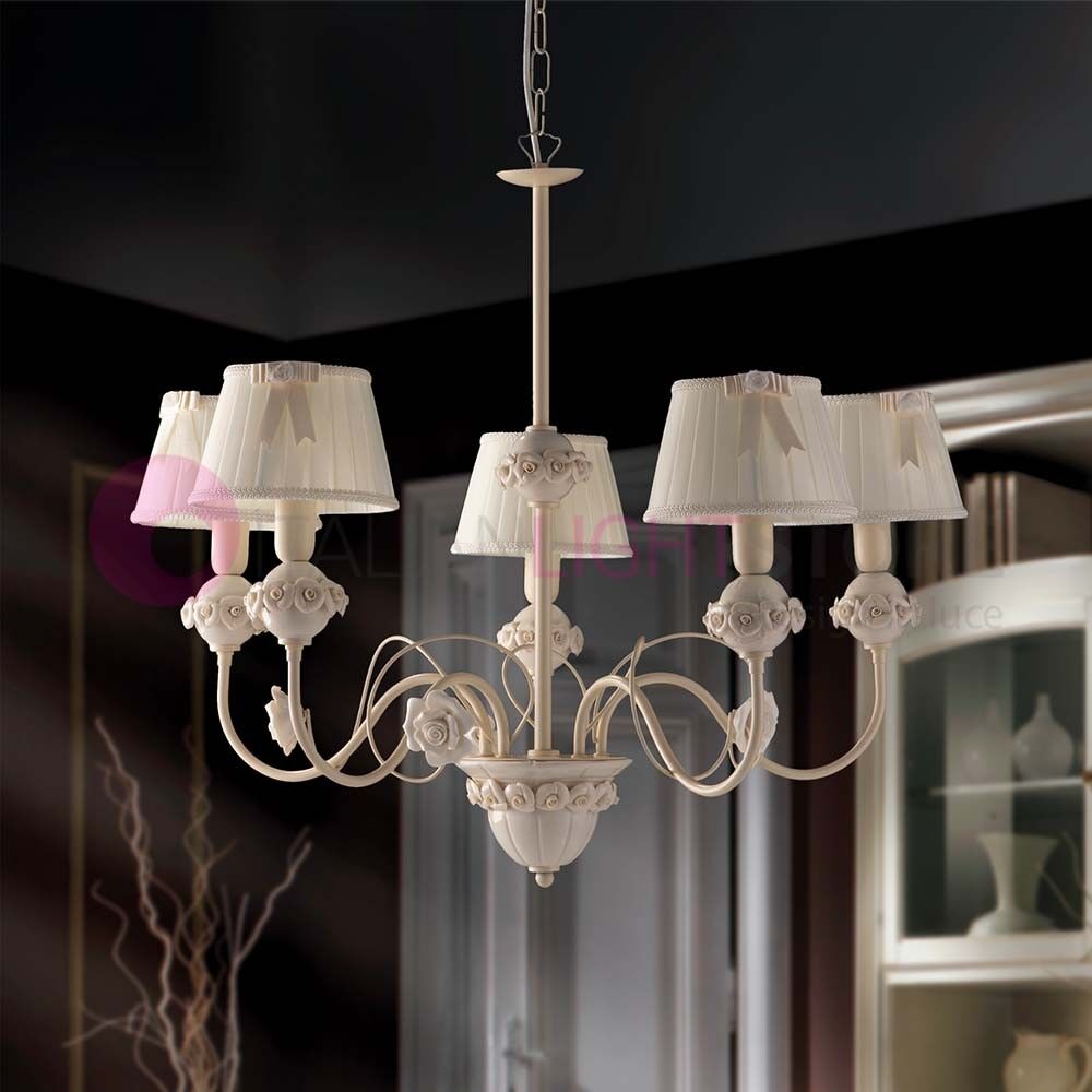 Iris Luce Amalfi Lampadario A 5 Luci Classico Porcellana Ceramica Capodimonte