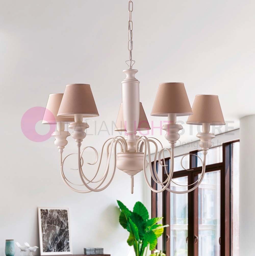 Iris Luce Atelier Lampadario A 5 Luci Contemporaneo Shabby Chic In Legno