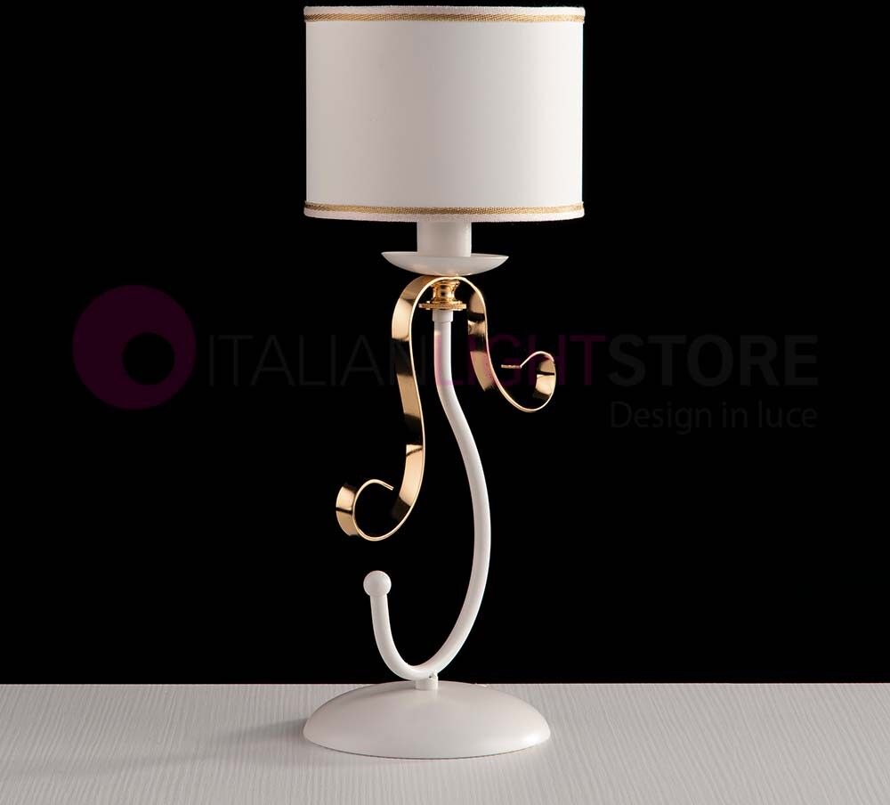 Iris Luce Giudecca Lampada Da Tavolo H 42 Contemporaneo Bianco E Oro