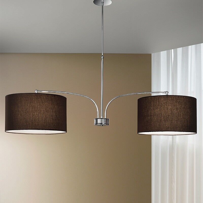 Antealuce Guest Lampadario Con 2 Paralumi Marrone Moka Design Moderno