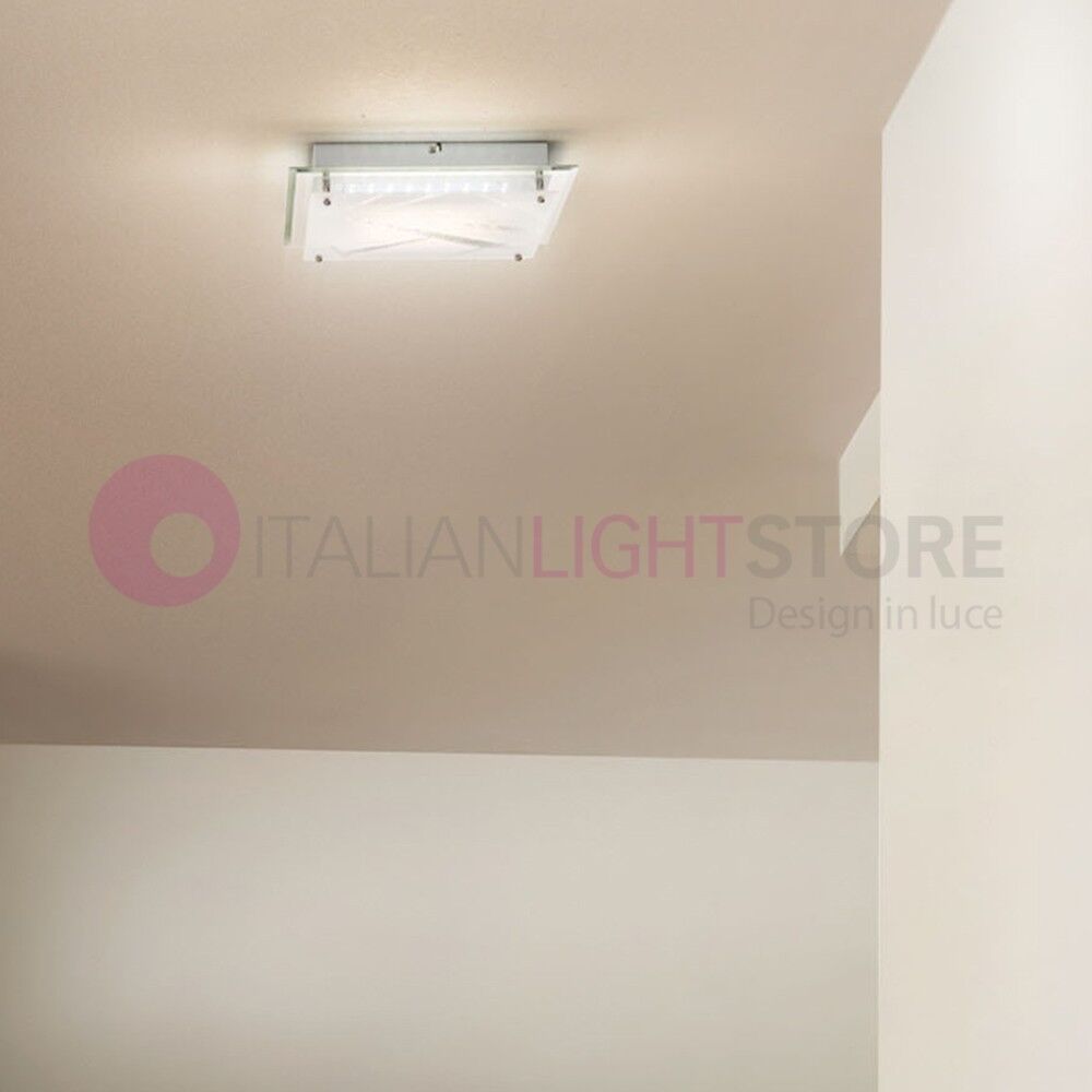 Fabas Luce Galaxy Plafoniera Led Moderna Vetro Quadrato 26x26