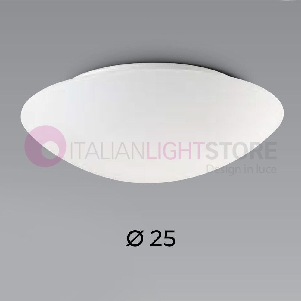 Fabas Luce Pandora Plafoniera Rotonda In Vetro Soffiato Bianco D.25