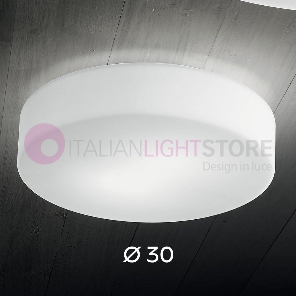 Fabas Luce Graff Plafoniera Rotonda In Vetro Bianco Soffiato D.30