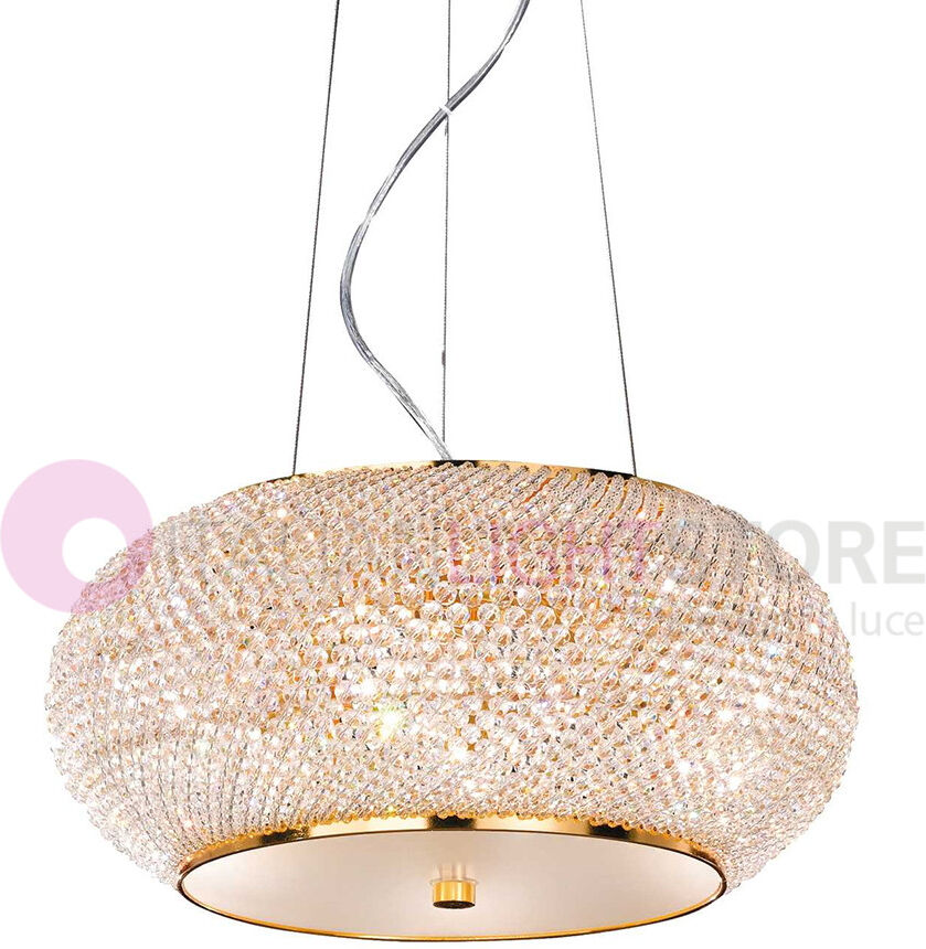 Ideal Lux Pasha' Oro  Sospensione Perle In Cristallo D. 45 Cm