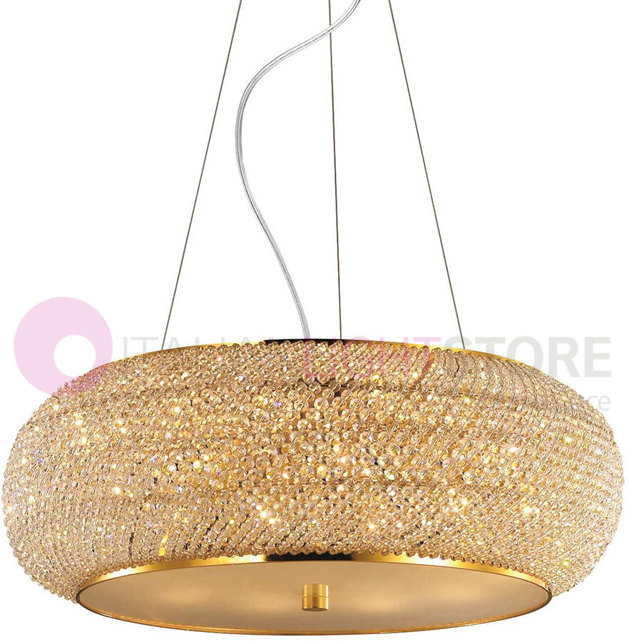 Ideal Lux Pasha' Oro  Sospensione Perle In Cristallo D. 55 Cm