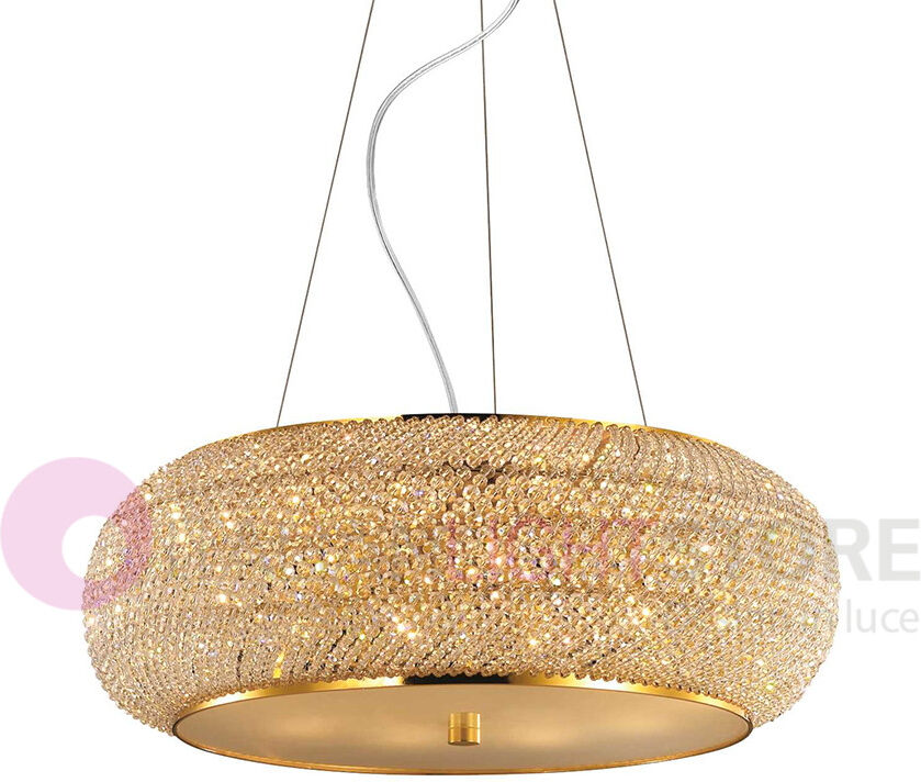 Ideal Lux Pasha' Oro  Sospensione Perle In Cristallo D. 65 Cm