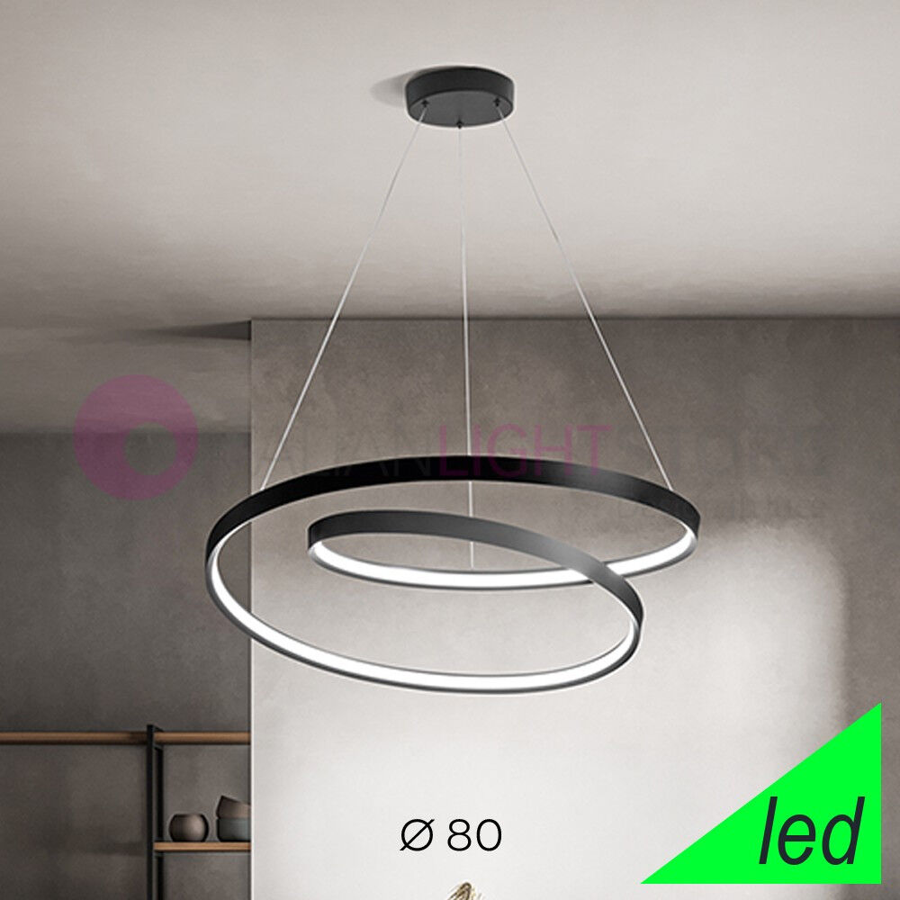 Perenz Srl Ritmo Lampada A Sospensione Cerchi Luminosi D. 80 Nero Led Integrato Design Moderno