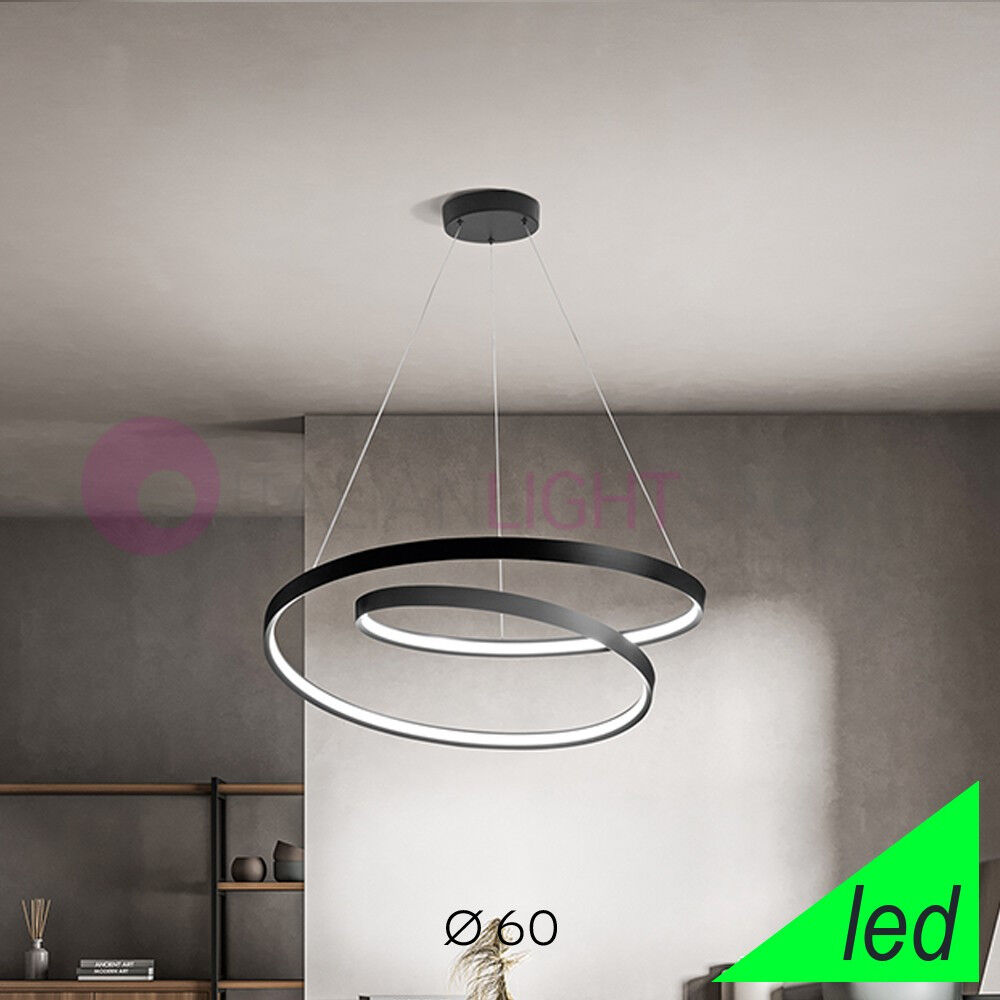 Perenz Srl Ritmo Lampada A Sospensione Cerchi Luminosi D. 60 Nero Led Integrato Design Moderno