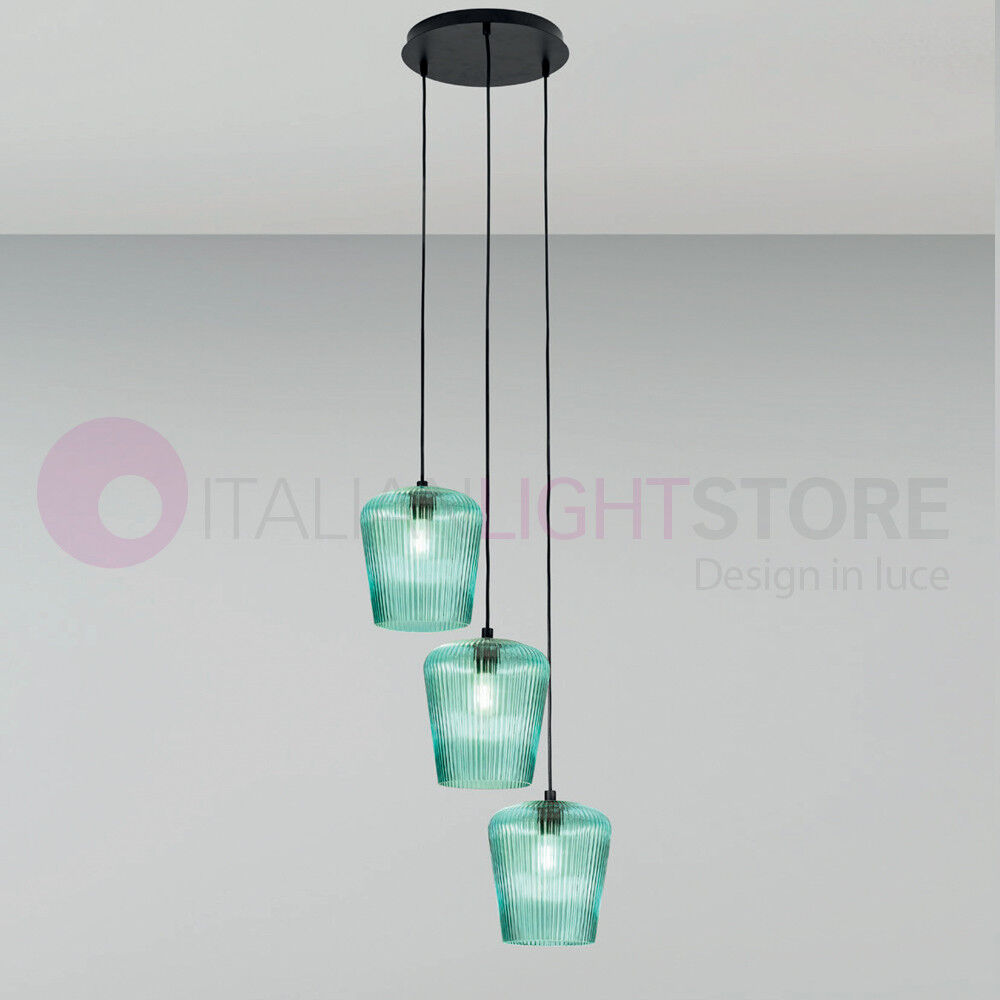 Gea Luce Srl Numa Lampadario A 3 Sospensioni In Vetro Colorato Design Moderno