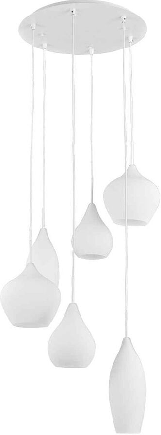 Ideal Lux Soft  Lampadario 6 Sospensioni In Vetro Bianco Design Moderno