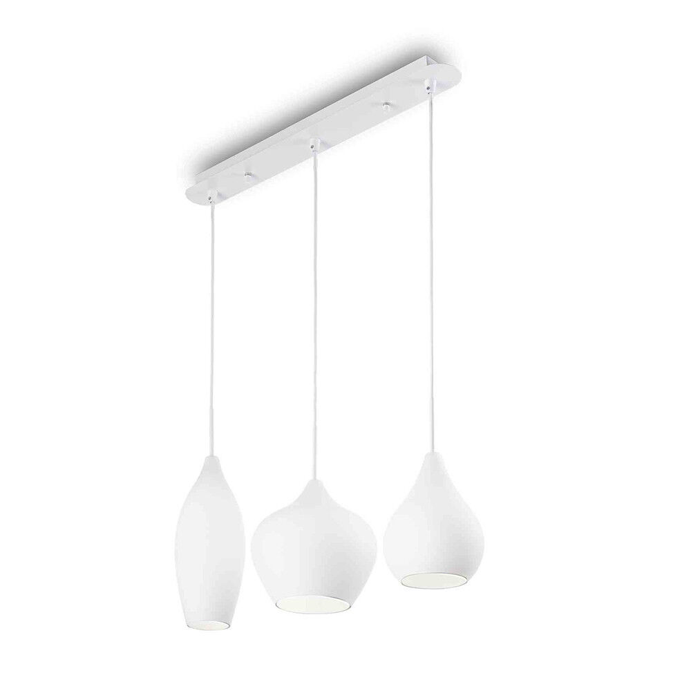 Ideal Lux Soft  Lampadario 3 Sospensioni In Vetro Bianco Design Moderno