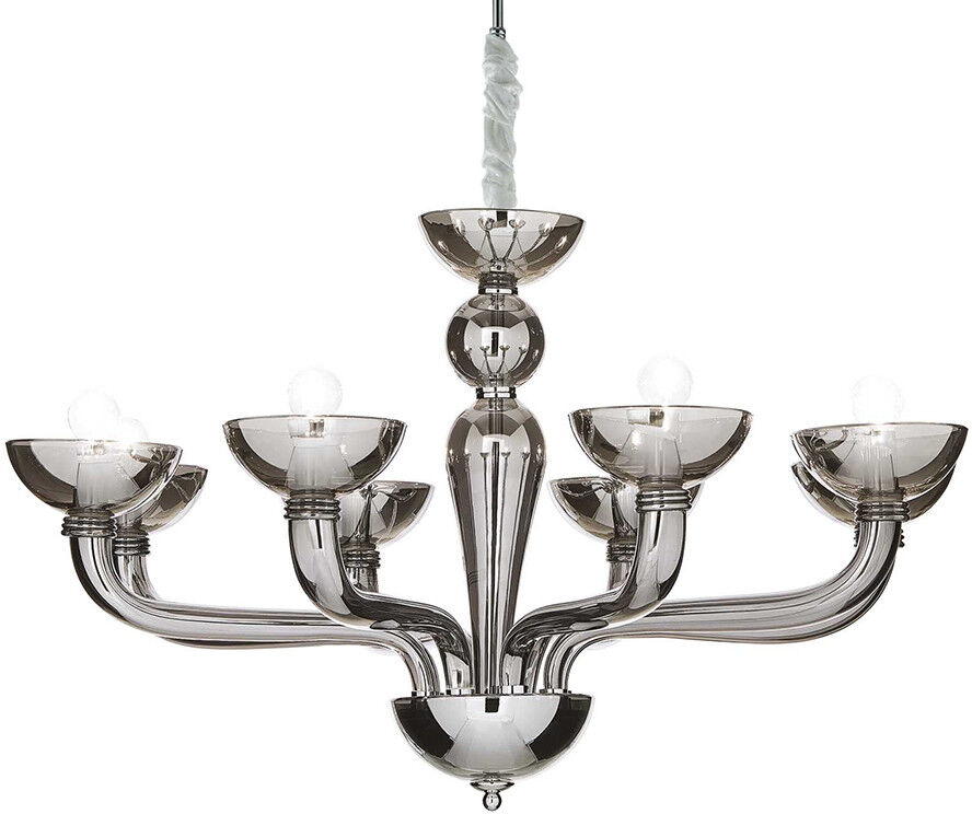 Ideal Lux Casanova  Lampadario 8 Luci In Vetro Fumé Stile Veneziano