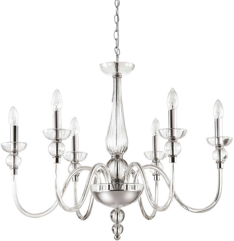 Ideal Lux Doge  Lampadario 6 Braccia In Vetro Trasparente Stile Classico Veneziano