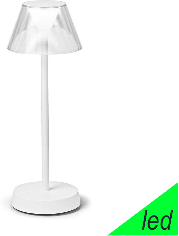 Ideal Lux Lolita  Lampada Da Tavolo Bianca Portatile Ricaricabile Ip54