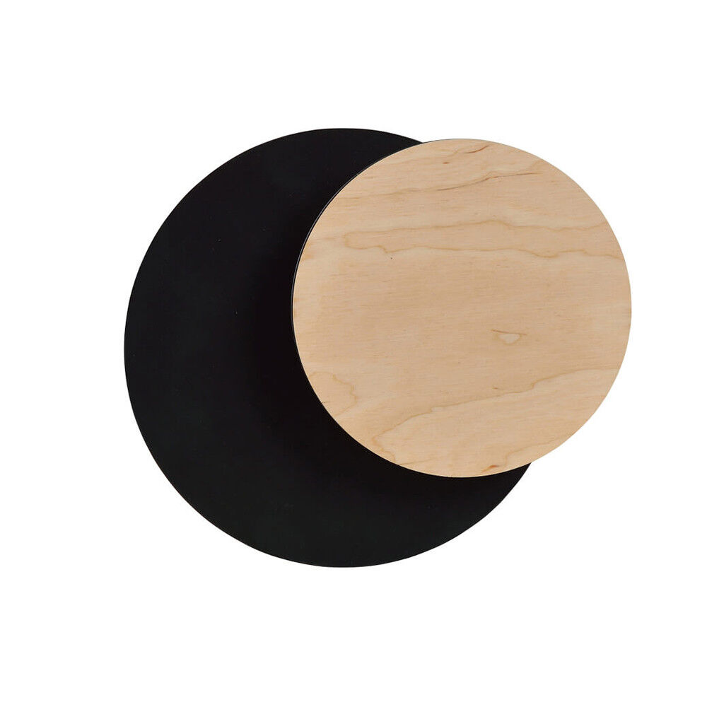 EMIBIG Circle Applique Da Parete Cerchi Nero E Legno Design Moderno