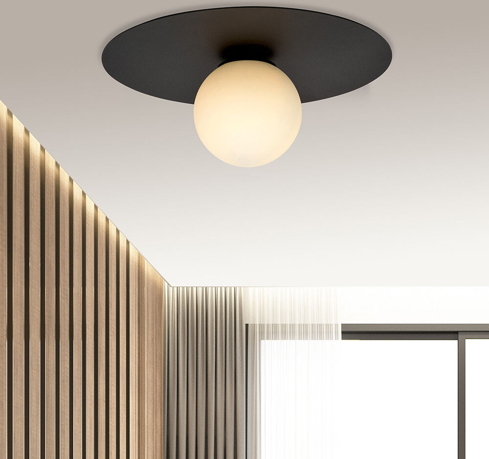 EMIBIG Solar Plafoniera Design Moderno A 1 Luce Sfera In Vetro Bianco