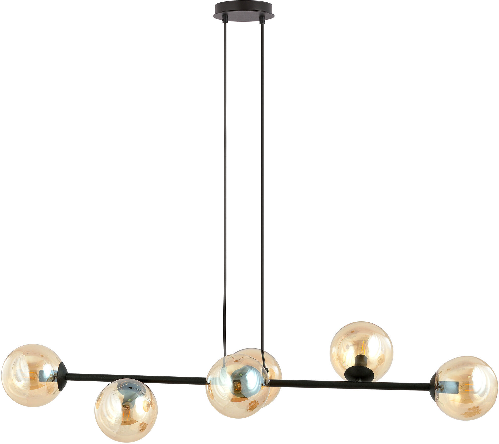 EMIBIG Rossi Lampadario Moderno A 6 Luci Sfere In Vetro Miele