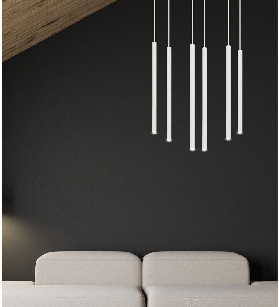 EMIBIG Selter Lampadario A 6 Luci Cilindri Bianchi Design Moderno