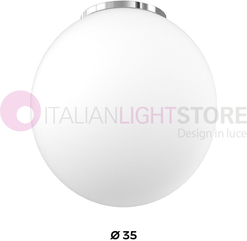 Top Light Illuminazione Mars Lampada Da Soffitto Sfera In Vetro Bianco D.35 Cm.