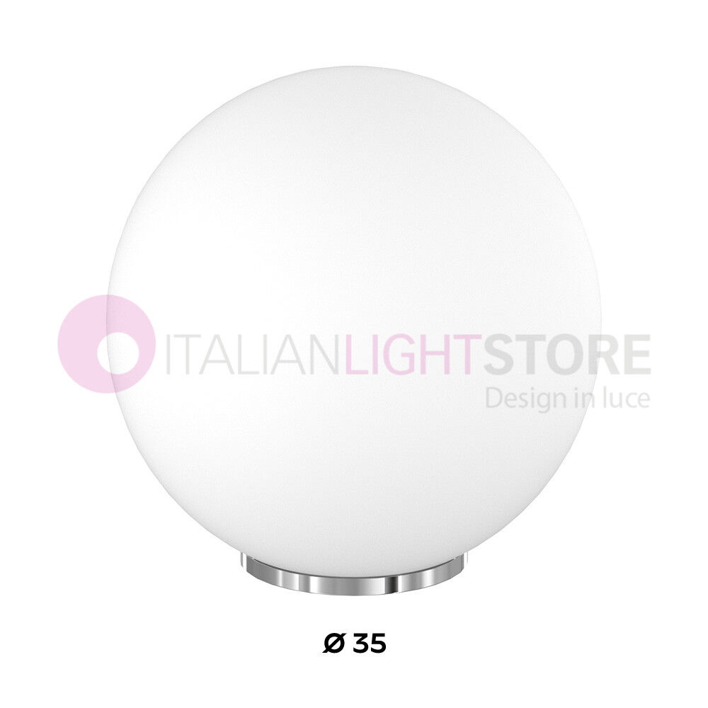 Top Light Illuminazione Mars Maxi Lampada Da Tavolo Con Sfera In Vetro Bianco D.35 Cm.