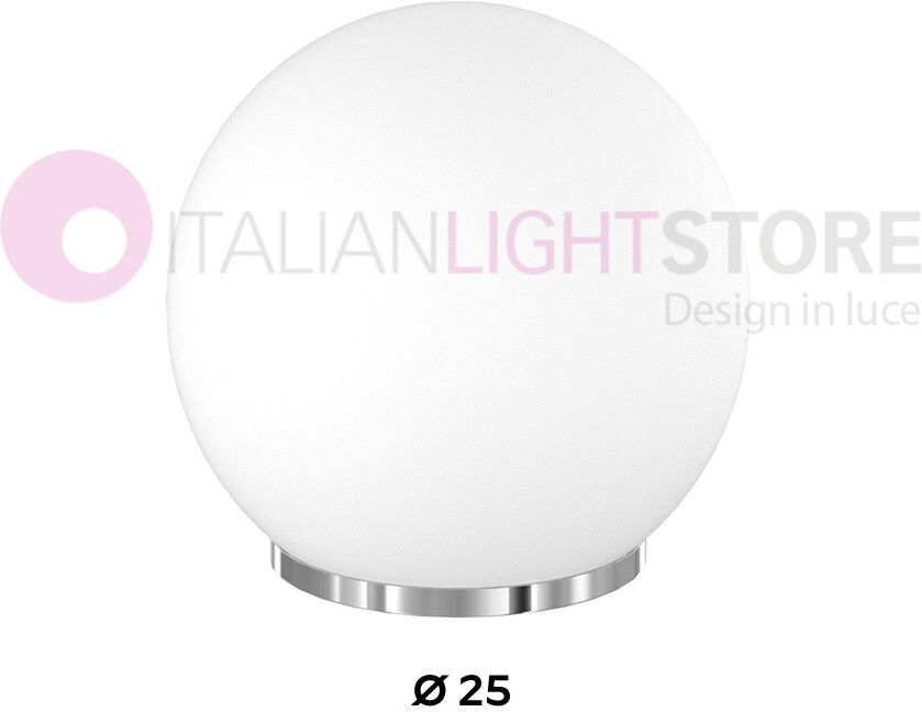 Top Light Illuminazione Mars Lampada Da Tavolo Con Sfera In Vetro Bianco D.25 Cm.