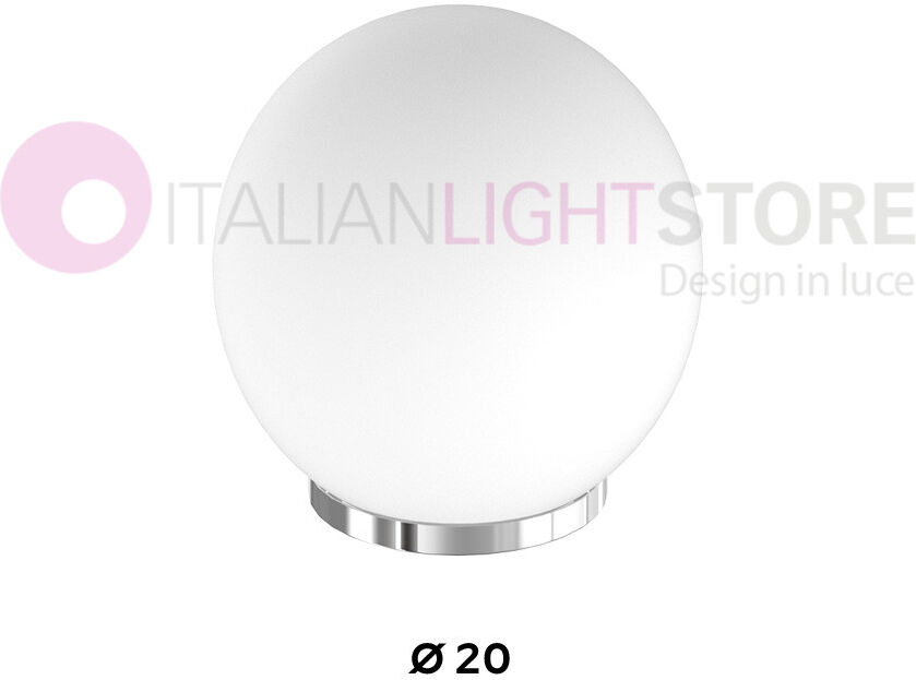 Top Light Illuminazione Mars Lampada Da Comodino Con Sfera In Vetro Bianco D.20 Cm.