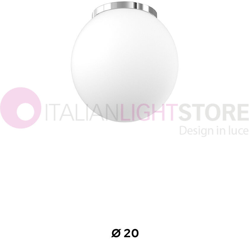 Top Light Illuminazione Mars Mini Lampada Da Soffitto Sfera In Vetro Bianco D.20 Cm.