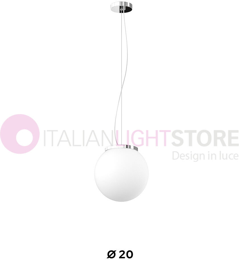 Top Light Illuminazione Mars Mini Lampada A Sospensione Sfera In Vetro Bianco D.20 Cm.