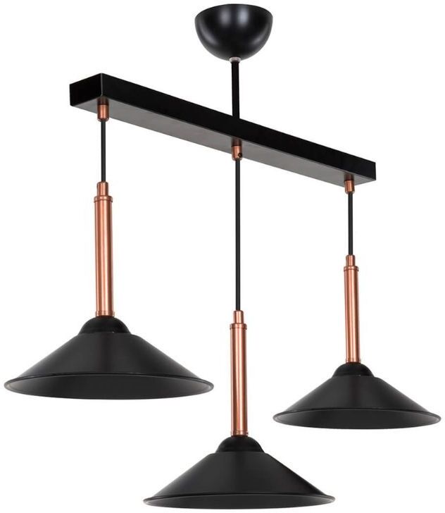 Toscohome Lampada a sospensione 60 cm con paralumi in metallo color nero e bronzo