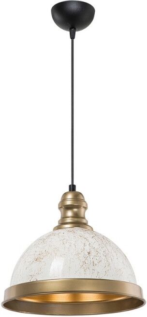 Toscohome Lampada da soffitto con paralume metallo bianco e dettagli oro - Astek ASZ1636