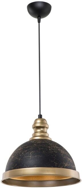 Toscohome Lampada da soffitto con paralume metallo nero e dettagli oro - Astek ASZ1637