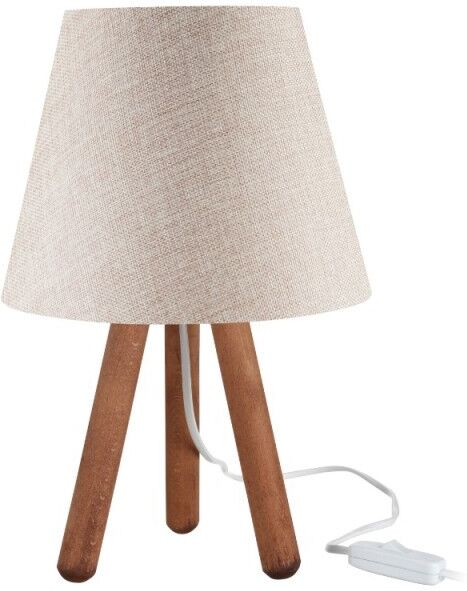 Toscohome Lampada da tavolo treppiede color noce e paralume beige - Pino ASZ1452