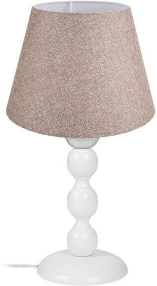 Toscohome Lampada da tavolo base bianca e paralume tessuto beige - LAGUNAH272634