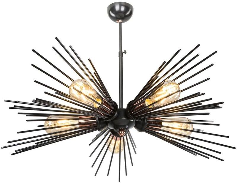 Toscohome Lampada da soffitto 50H cm con cinque luci colore metallo nero - Salem