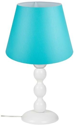 Toscohome Lampada da tavolo con base bianca e paralume tessuto turchese - LAGUNAH272877