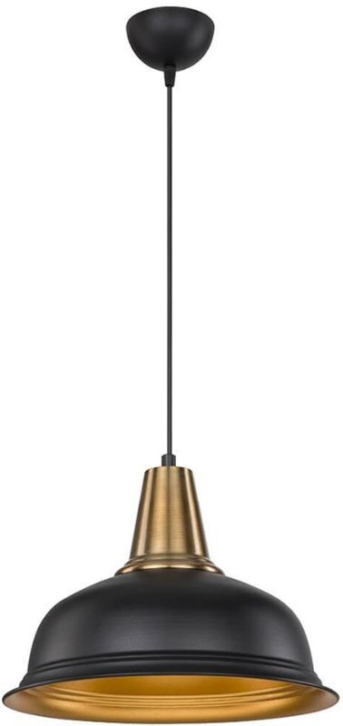 Toscohome Lampada a sospensione 87h cm in metallo colore nero interno oro Rena