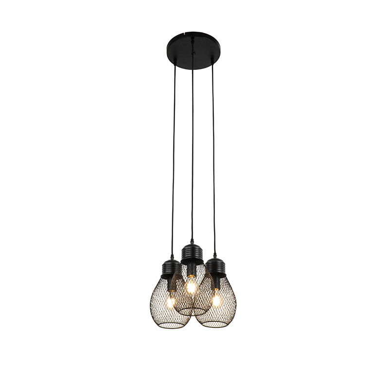 QAZQA Design hanglamp zwart 3-lichts - Raga